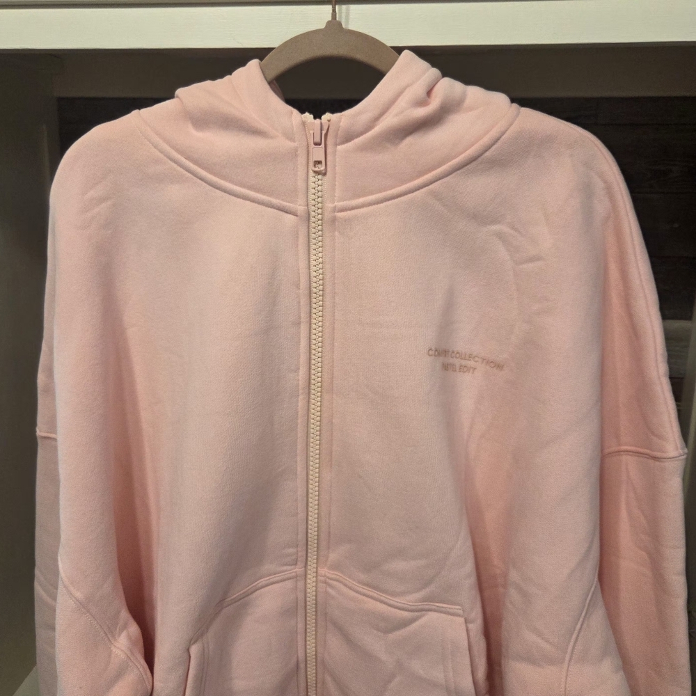 Comfrt Oversized Relaxed Full-Zip Hooded Sweatshirt- In BUBBLEGUM!! UNISEX!! - Picture 8 of 11